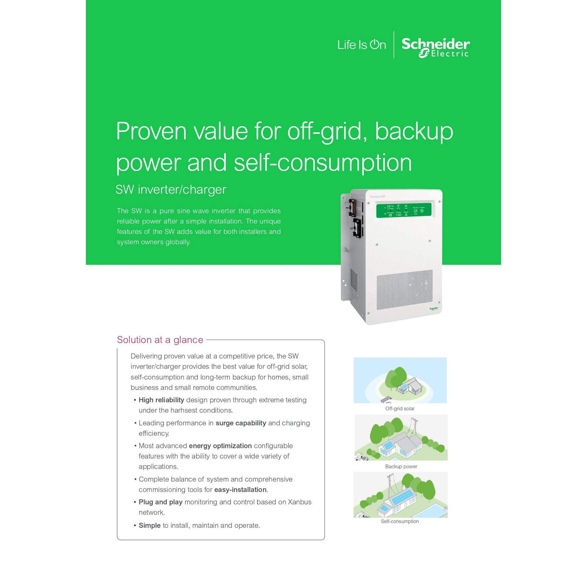 SCHNEIDER OFF GRID INVERTER SW 4024 CGP SOLAR